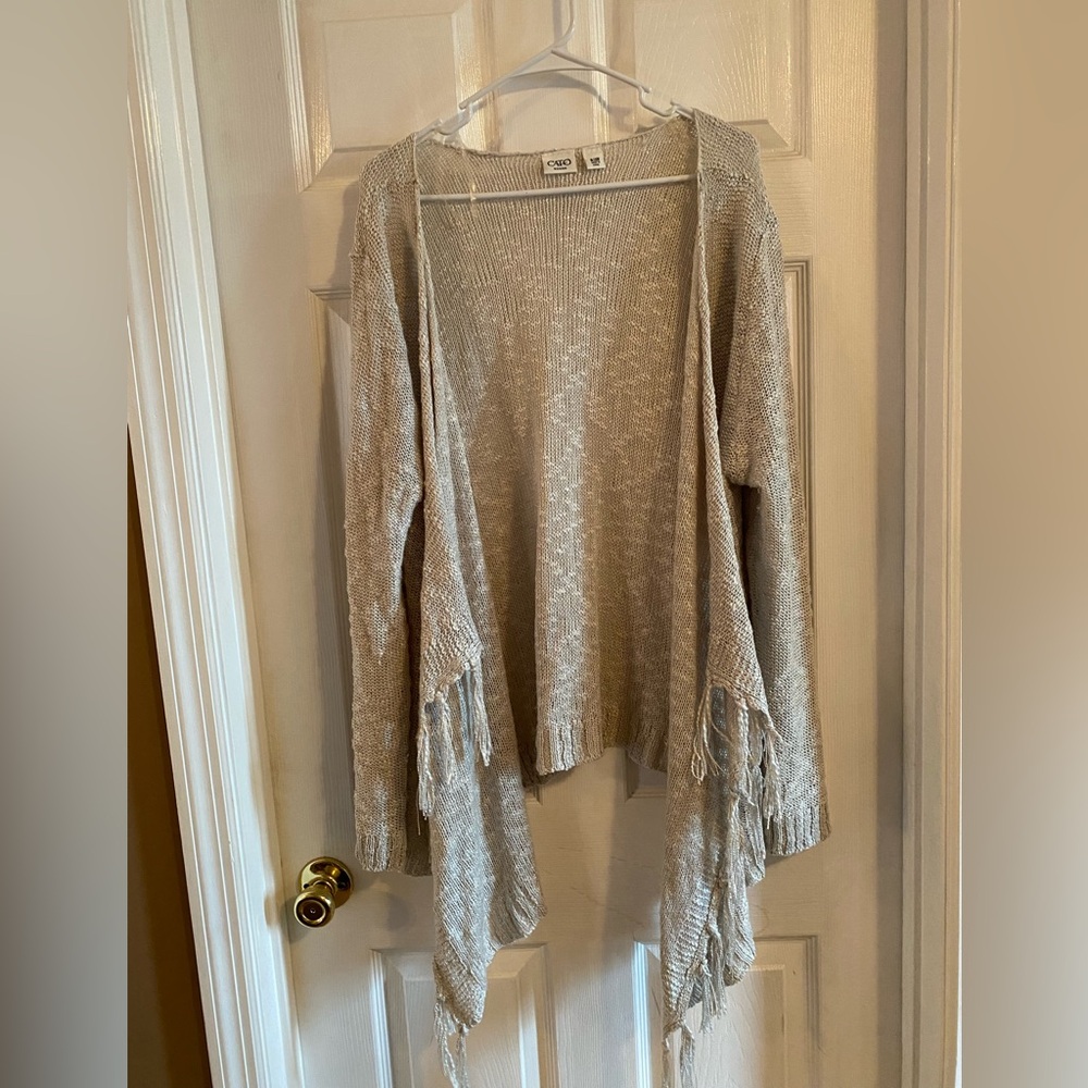 Cato Light Gray Open-Front Cardigan